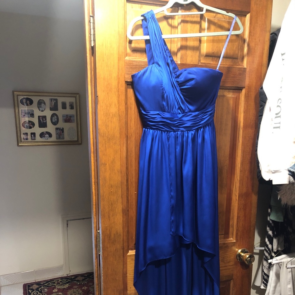 Off the Shoulder Satin High-low Prom Dress